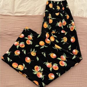 Maeve Black Collette Cropped Pants with Peach Fruit Print